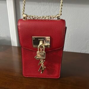 DKNY Red Leather Crossbody Bag